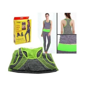 Tenue Fitness Soutien-Gorge+Leggings – Gris / Vert