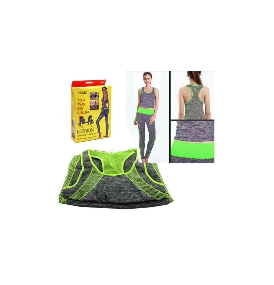 Tenue Fitness Soutien-Gorge+Leggings – Gris / Vert Tenue Fitness Soutien-Gorge+Leggings – Gris / Vert