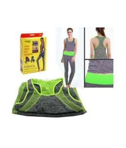 Tenue Fitness Soutien-Gorge+Leggings – Gris / Vert