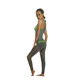 Tenue Fitness Soutien-Gorge+Leggings – Gris / Vert