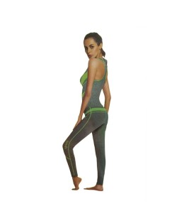 Tenue Fitness Soutien-Gorge+Leggings – Gris / Vert