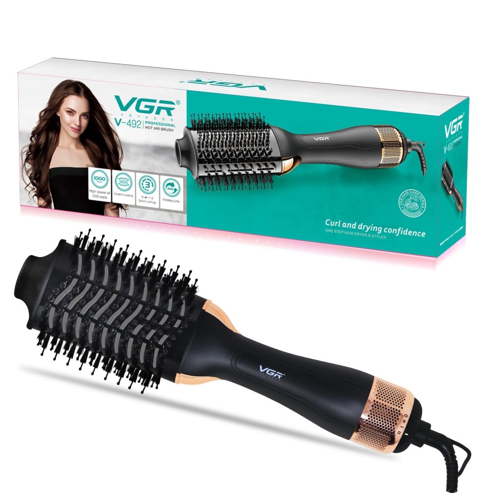 Brosse à air chaud professionnelle VGR V-492 avec moteur à courant continu, revêtement en céramique Brosse à air chaud professionnelle VGR V-492 avec moteur à courant continu, revêtement en céramique