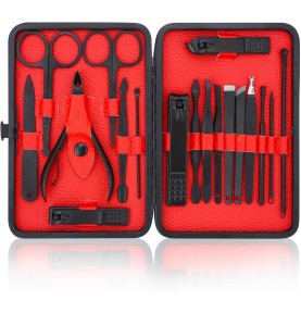 Kit Manucre Pedicure, 18pcs Ensemble de Coupe-Ongles Professionnel, Coupe-Cuticule en Acier Inoxydable, Kit de Manucure de Péd
