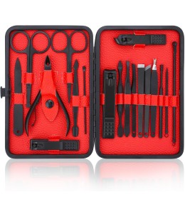 Kit Manucre Pedicure, 18pcs Ensemble de Coupe-Ongles Professionnel, Coupe-Cuticule en Acier Inoxydable, Kit de Manucure de Péd