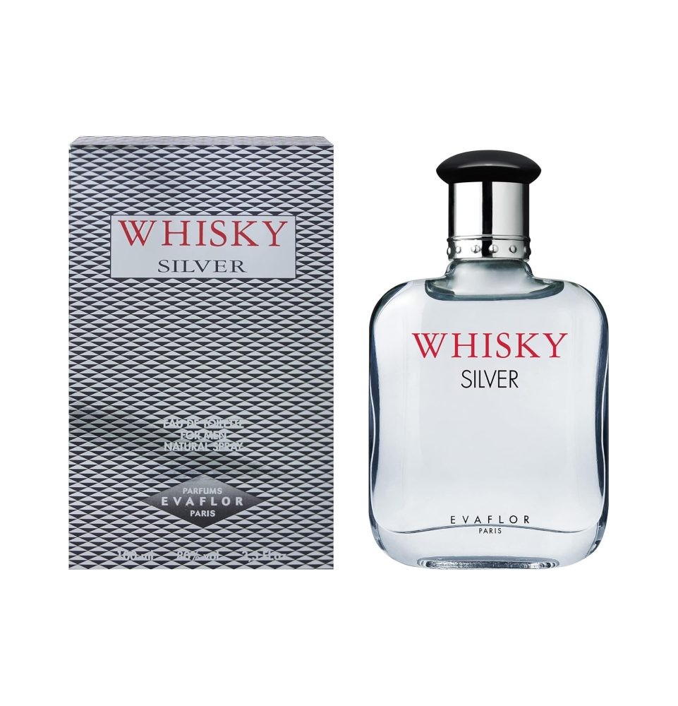 WHISKY Silver • Eau de Toilette 100 ml • Vaporisateur • Parfum Homme • EVAFLORPARIS WHISKY Silver • Eau de Toilette 100 ml • Vaporisateur • Parfum Homme • EVAFLORPARIS