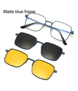 Lunettes de soleil polarisées magnétiques 3 en 1,protection UV rétro carrée