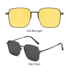 Lunettes de soleil polarisées magnétiques 3 en 1,protection UV rétro carrée