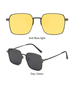 Lunettes de soleil polarisées magnétiques 3 en 1,protection UV rétro carrée