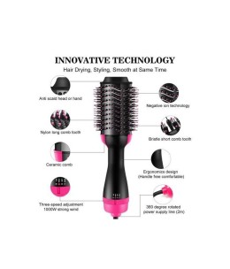 Brosse Chauffante soufflante Sèche-Cheveux – 3 en1 – Rotatif 360° Lissante boucle