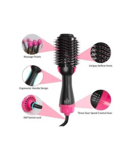 Brosse Chauffante soufflante Sèche-Cheveux – 3 en1 – Rotatif 360° Lissante boucle
