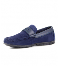 Mocassin homme Daim Bleu