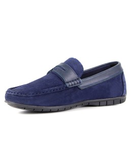 Mocassin homme Daim Bleu