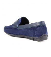 Mocassin homme Daim Bleu