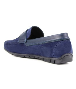 Mocassin homme Daim Bleu