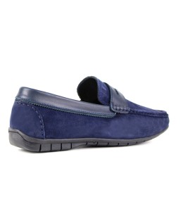 Mocassin homme Daim Bleu