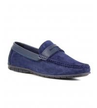 Mocassin homme Daim Bleu