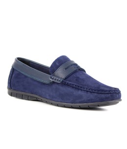 Mocassin homme Daim Bleu