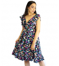 Robe Fluide Fleurie Mi Longue Avec Nœud