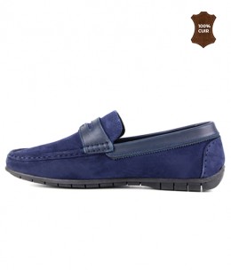 Mocassin homme Daim Bleu