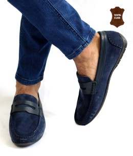 Mocassin homme Daim Bleu marine