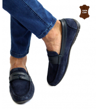 Mocassin homme Daim Bleu