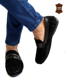 Mocassin homme Daim Noir