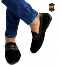 Mocassin homme Daim Noir