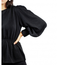 Pull femme manche bouffante  Noir