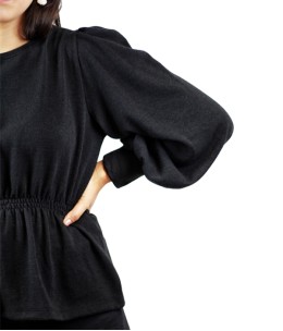 Pull femme manche bouffante  Noir