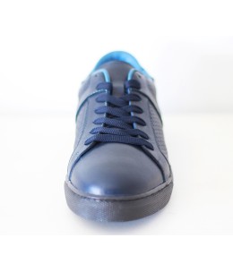 Chaussure homme cuir effet  torsadé Bleu