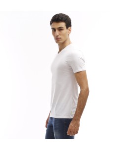 T-shirt manches courtes col V - Blanc