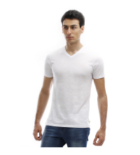 T-shirt manches courtes col V - Blanc