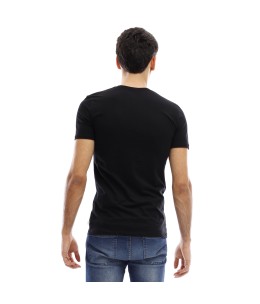 T-shirt manches courtes col V - Noir