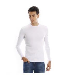 T-shirt manches longues ras du cou - Blanc