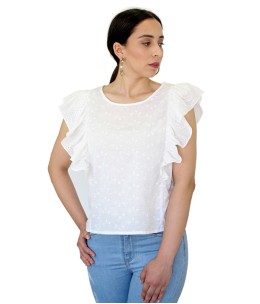 Blouse a volants superposés en broderie anglaise