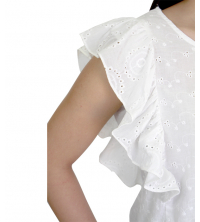 Blouse a volants superposés en broderie anglaise