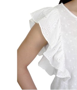 Blouse a volants superposés en broderie anglaise