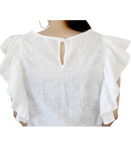 Blouse a volants superposés en broderie anglaise