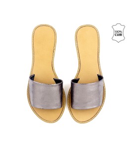 Mule cuir avec bande