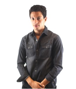 Chemise en jeans léger Noir pour homme